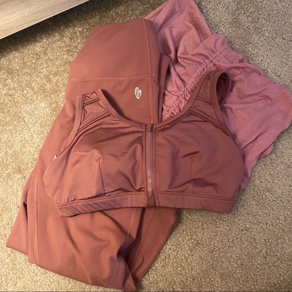 Ellie Tops - three piece dusty rose workout set